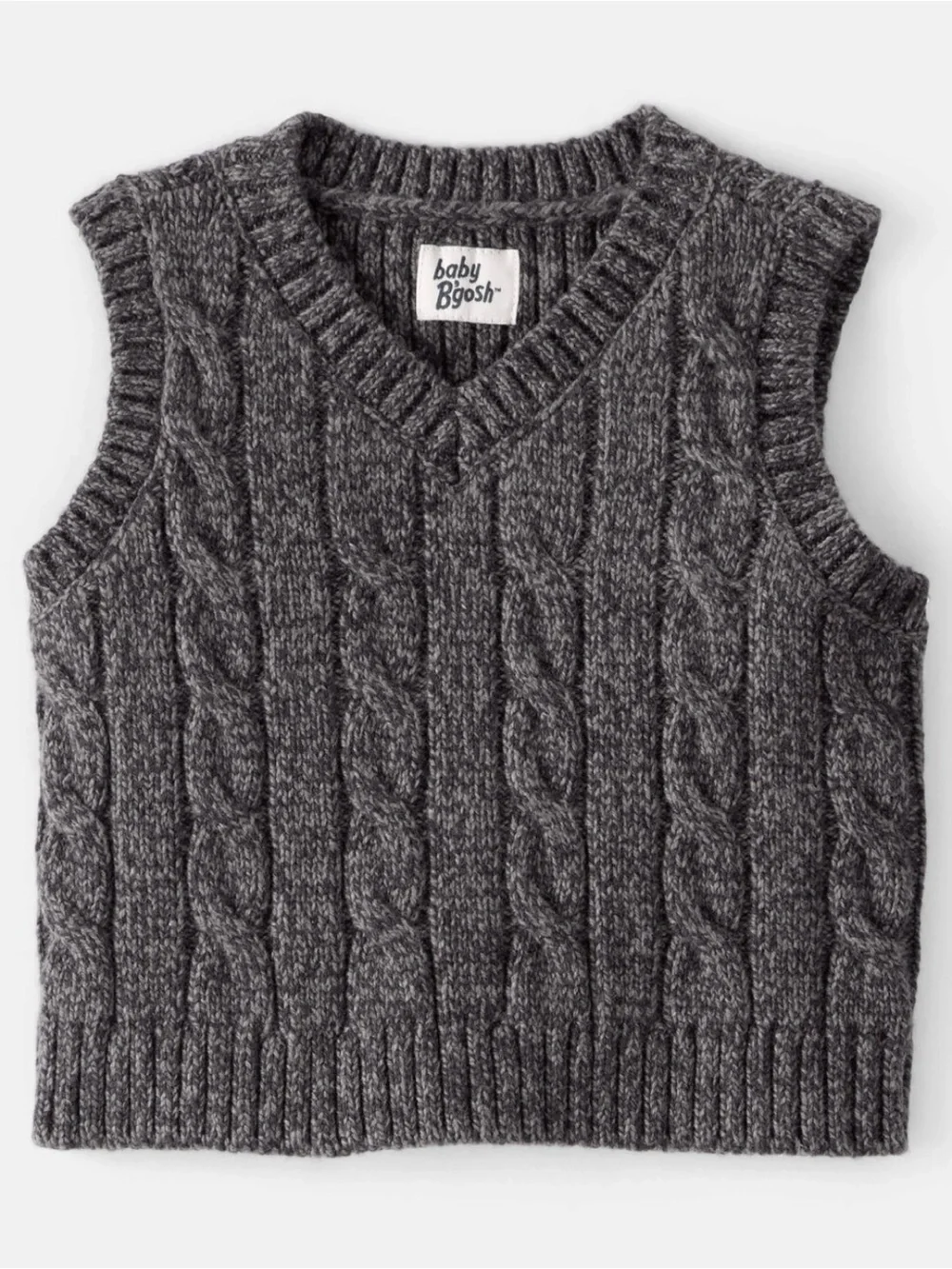 OshKosh B'gosh Gray Cable-Knit V-Neck Sweater Vest NWT 6M